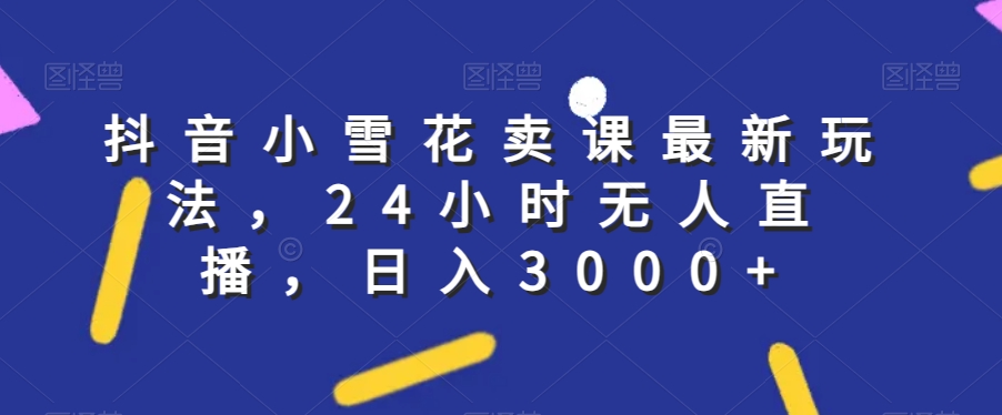 抖音小雪花卖课最新玩法，24小时无人直播，日入3000+【揭秘】-苏柒资源库
