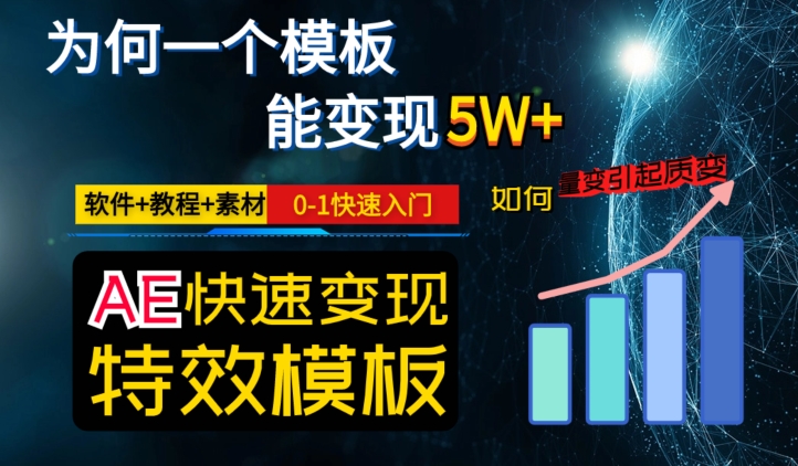 AE视频特效模板变现月入3-5W，0-1快速入门，软件+教程+素材-苏柒资源库