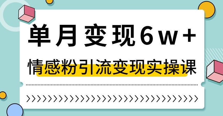 单月变现6W+，抖音情感粉引流变现实操课，小白可做，轻松上手，独家赛道【揭秘】-苏柒资源库