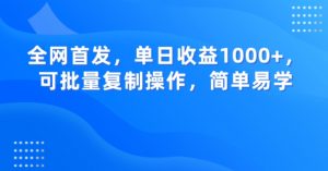 全网首发，单日收益1000+，可批量复制操作，简单易学【揭秘】-苏柒资源库