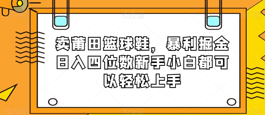 卖莆田篮球鞋，暴利掘金日入四位数新手小白都可以轻松上手【揭秘】-苏柒资源库