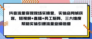 抖音流量变现现场实操营,实体店同城获客,短视频+直播+员工矩阵,三大维度帮助实体引爆流量业绩倍增-苏柒资源库