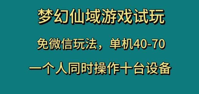 梦幻仙域游戏试玩，免微信玩法，单机40-70，一个人同时操作十台设备【揭秘】-苏柒资源库