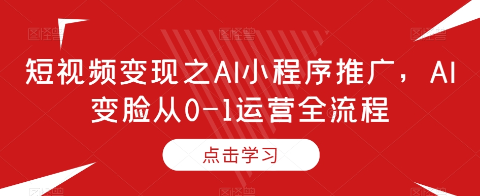 短视频变现之AI小程序推广，AI变脸从0-1运营全流程-苏柒资源库