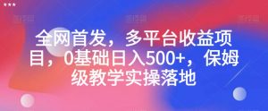 全网首发，多平台收益项目，0基础日入500+，保姆级教学实操落地【揭秘】-苏柒资源库