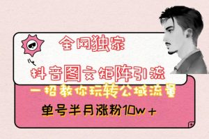 全网独家抖音图文矩阵引流,一招教你玩转公域流量,单号半月涨粉10w+【揭秘】-苏柒资源库