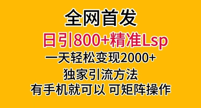 全网首发！日引800+精准老色批，一天变现2000+，独家引流方法，可矩阵操作【揭秘】-苏柒资源库