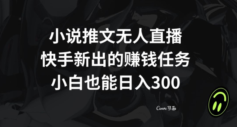 小说推文无人直播，快手新出的赚钱任务，小白也能日入300+【揭秘】-苏柒资源库