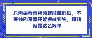 谁做过这么简单的项目?只需要看看视频就能赚到钱,不差钱的富豪还能换成实物,赚钱就是这么简单!【揭秘】-苏柒资源库