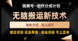 视频号无脑搬运新技术,破原创壕流量,独家方式,爆过视频,还会再爆【揭秘】-苏柒资源库