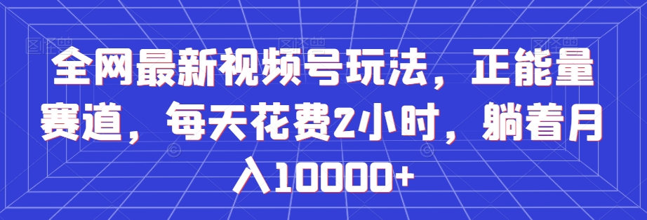 全网最新视频号玩法，正能量赛道，每天花费2小时，躺着月入10000+【揭秘】-苏柒资源库