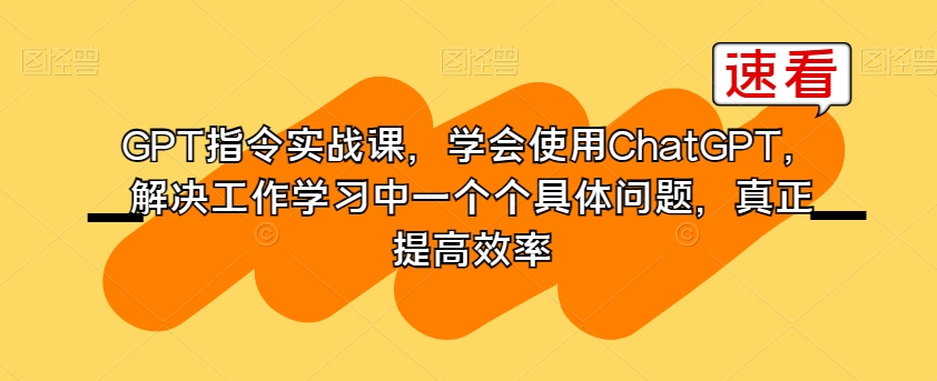 GPT指令实战课，学会使用ChatGPT，解决工作学习中一个个具体问题，真正提高效率-苏柒资源库