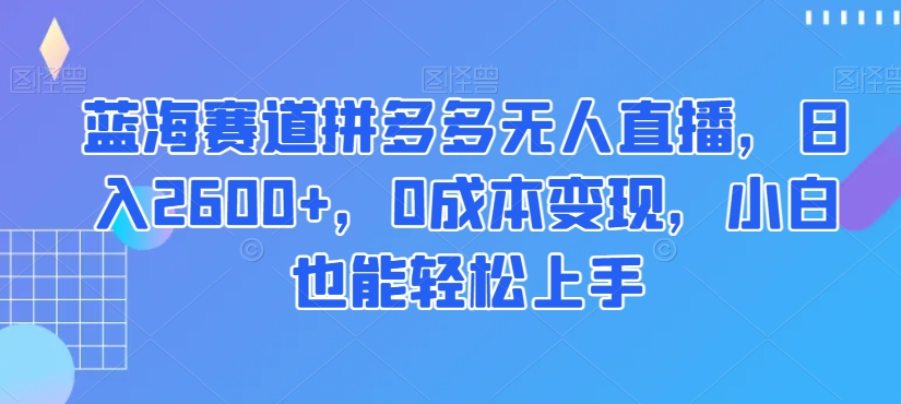 蓝海赛道拼多多无人直播，日入2600+，0成本变现，小白也能轻松上手【揭秘】-苏柒资源库