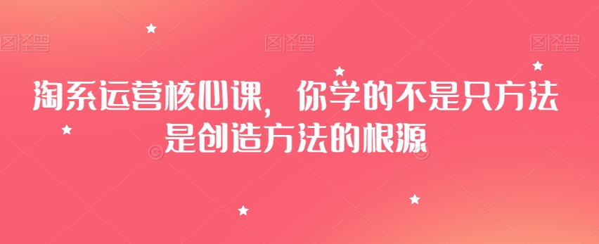 淘系运营核心课，你学的不是只方法是创造方法的根源-苏柒资源库