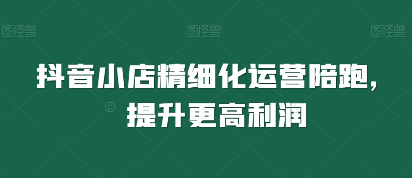 抖音小店精细化运营陪跑，提升更高利润-苏柒资源库