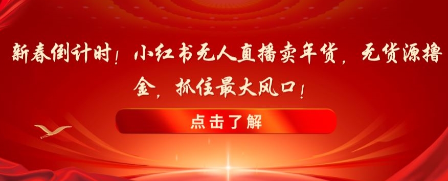 新春倒计时！小红书无人直播卖年货，无货源撸金，抓住最大风口【揭秘】-苏柒资源库