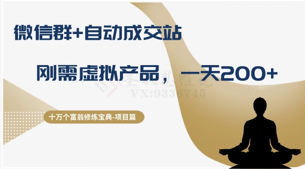 十万个富翁修炼宝典之8.微信群+自动成交站，刚需虚拟产品，一天200+-苏柒资源库