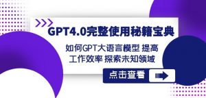 GPT4.0完整使用-秘籍宝典:如何GPT大语言模型提高工作效率探索未知领域-苏柒资源库