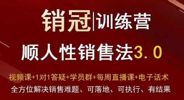 爆款！销冠训练营3.0之顺人性销售法，全方位解决销售难题、可落地、可执行、有结果-苏柒资源库