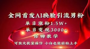 全网首发Ai换脸引流男粉,单日涨粉1.5w+,单日变现3000+,小白也能轻松上手拿结果【揭秘】-苏柒资源库