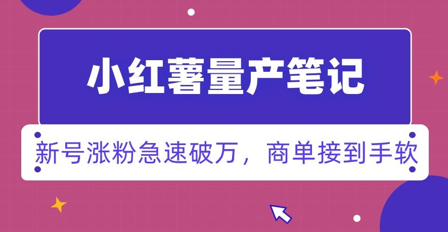 小红书量产笔记，一分种一条笔记，新号涨粉急速破万，新黑马赛道，商单接到手软【揭秘】-苏柒资源库