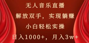 无人音乐直播,解放双手,实现躺赚,小白轻松实操,日入1000+,月入3w+【揭秘】-苏柒资源库