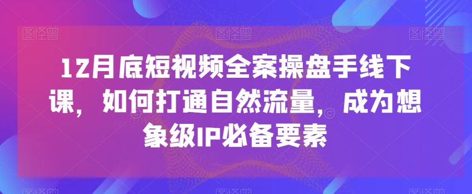 12月底短视频全案操盘手线下课，如何打通自然流量，成为想象级IP必备要素-苏柒资源库
