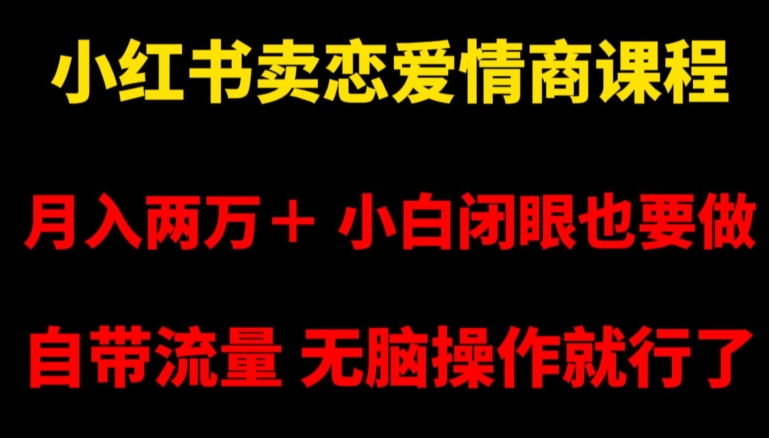 小红书卖恋爱情商课程，月入两万＋，小白闭眼也要做，自带流量，无脑操作就行了【揭秘】-苏柒资源库