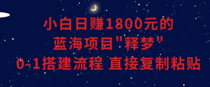 小白能日赚1800元的蓝海项目”释梦”0-1搭建流程可直接复制粘贴长期做【揭秘】-苏柒资源库