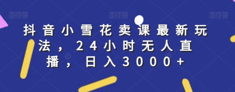 抖音小雪花卖课最新玩法，24小时无人直播，日入3000+【揭秘】-苏柒资源库