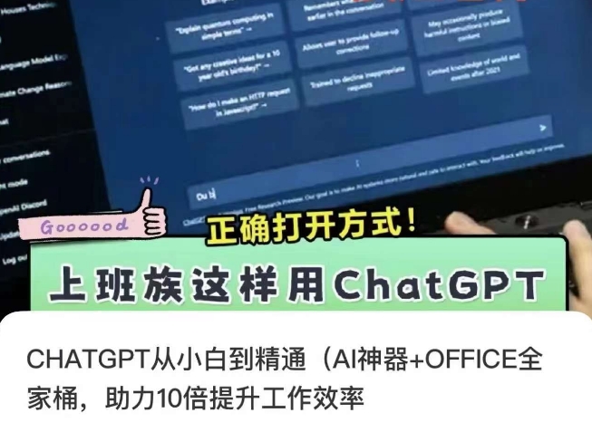 CHATGPT从小白到精通，AI神器+OFFICE全家桶，助力10倍提升工作效率-苏柒资源库