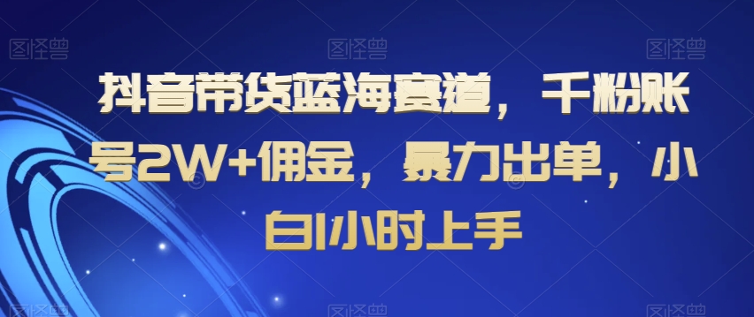 抖音带货蓝海赛道，千粉账号2W+佣金，暴力出单，小白1小时上手【揭秘】-苏柒资源库