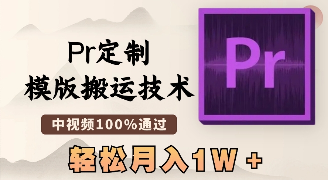 最新Pr定制模版搬运技术，中视频100%通过，几分钟一条视频，轻松月入1W＋【揭秘】-苏柒资源库