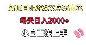 新项目小游戏文字玩出花日入2000+,每天只需一小时,小白直接上手【揭秘】-苏柒资源库
