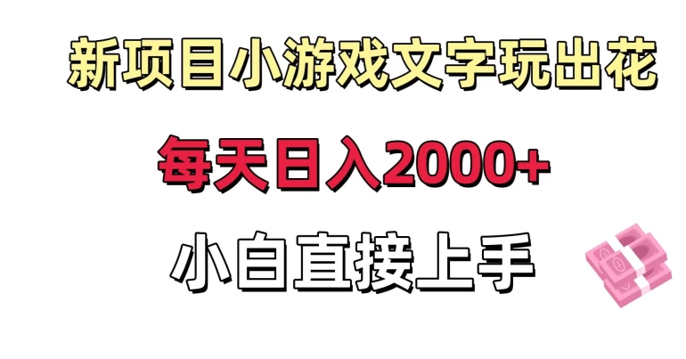 新项目小游戏文字玩出花日入2000+，每天只需一小时，小白直接上手【揭秘】-苏柒资源库