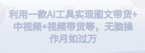 利用一款AI工具实现图文带货+中视频+视频带货等,无脑操作月如过万【揭秘】-苏柒资源库