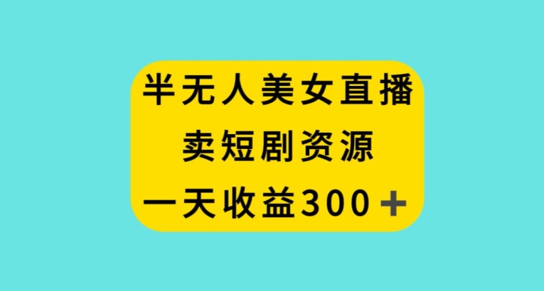 半无人美女直播，卖短剧资源，一天收益300+【揭秘】-苏柒资源库