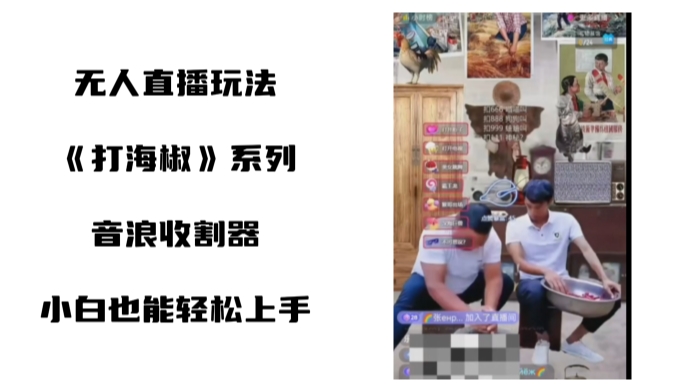 打海椒无人直播整蛊项目，小白轻松上手撸音浪收割器-苏柒资源库