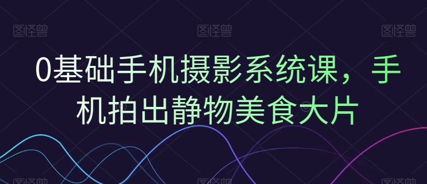 0基础手机摄影系统课，手机拍出静物美食大片-苏柒资源库