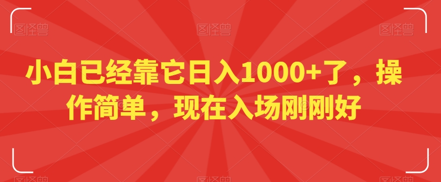 小白已经靠它日入1000+了，操作简单，现在入场刚刚好【揭秘】-苏柒资源库