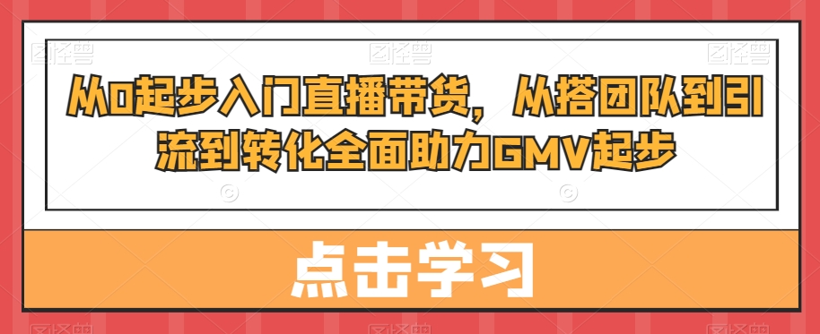 从0起步入门直播带货，​从搭团队到引流到转化全面助力GMV起步-苏柒资源库