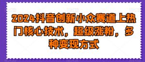 2024抖音创新小众赛道上热门核心技术,超级涨粉,多种变现方式【揭秘】-苏柒资源库