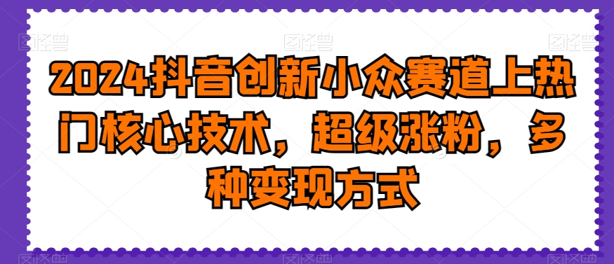 2024抖音创新小众赛道上热门核心技术，超级涨粉，多种变现方式【揭秘】-苏柒资源库