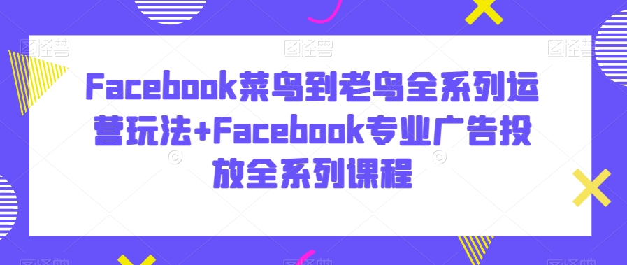 Facebook菜鸟到老鸟全系列运营玩法+Facebook专业广告投放全系列课程-苏柒资源库