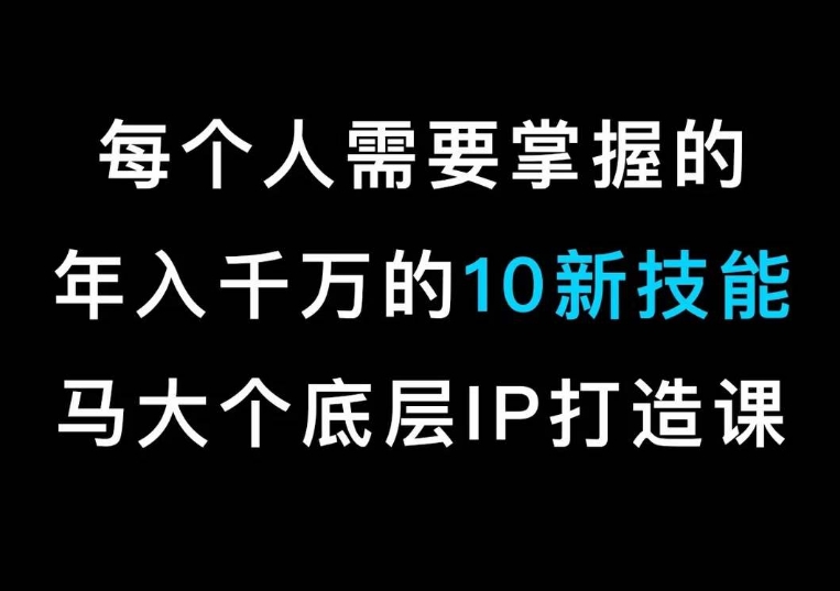 马大个的IP底层逻辑课，​每个人需要掌握的年入千万的10新技能，约会底层IP打造方法！-苏柒资源库