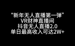 “新年无人直播第一弹“VR财神直播间,抖音无人直播2.0,单日最高收入可达2W+【揭秘】-苏柒资源库
