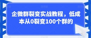 企微群裂变实战教程,低成本从0裂变100个群的-苏柒资源库