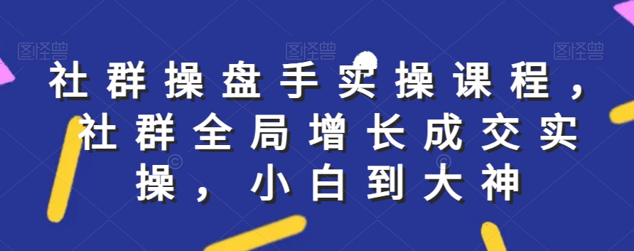 社群实操课程，社群全局增长成交实操，小白到大神-苏柒资源库