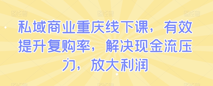 私域商业重庆线下课，有效提升复购率，解决现金流压力，放大利润-苏柒资源库
