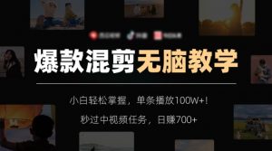 爆款混剪无脑教学,小白轻松掌握,单条播放100W+!秒过中视频任务,日赚700+【揭秘】-苏柒资源库